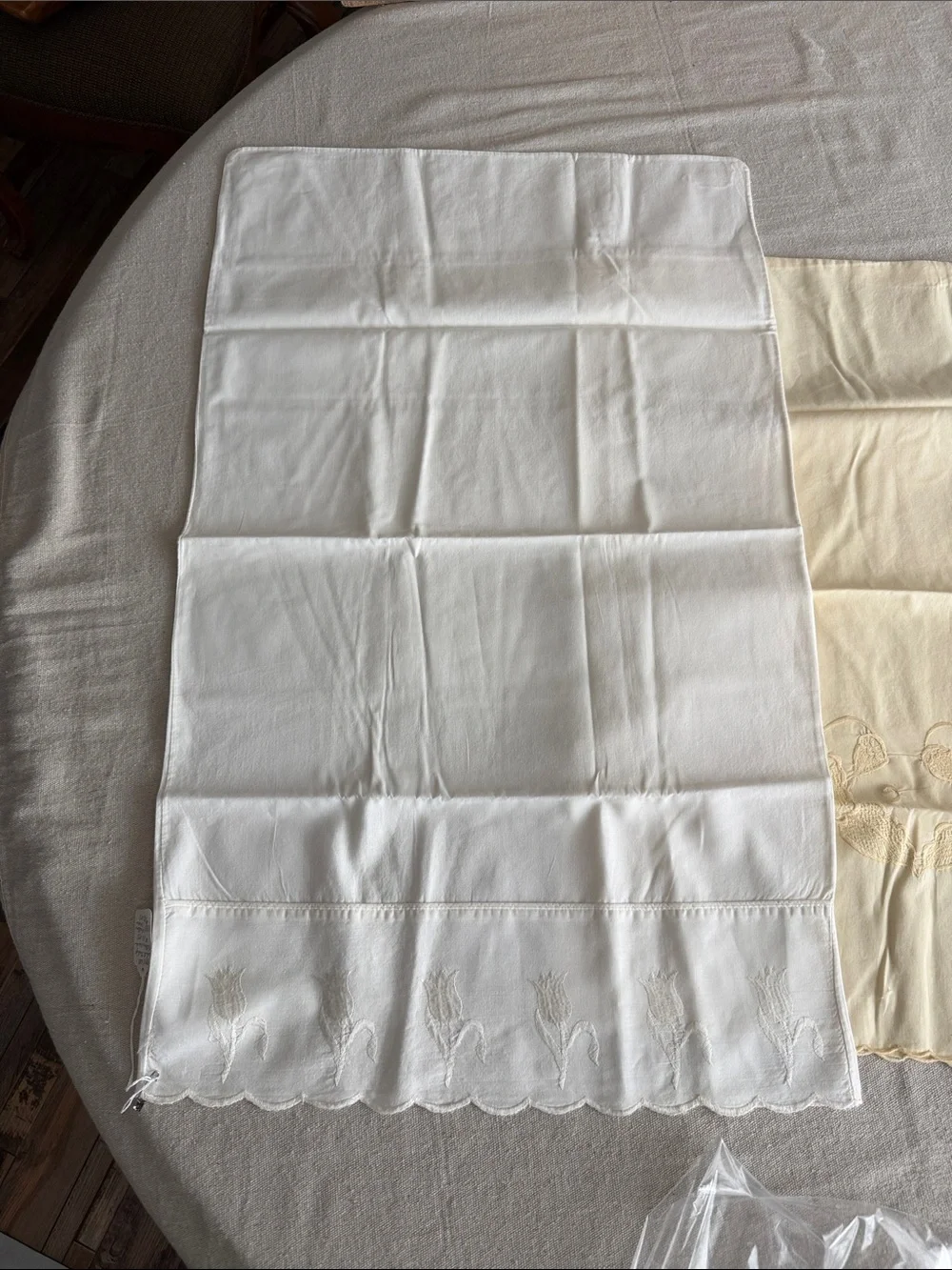 Vintage handmade set of 3 embroidered pillowcases